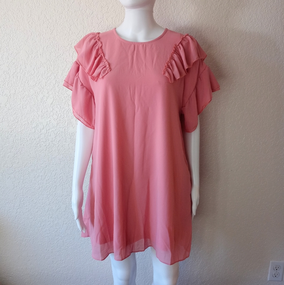 Very J Pink Ruffle Dress - Picture 1 of 10